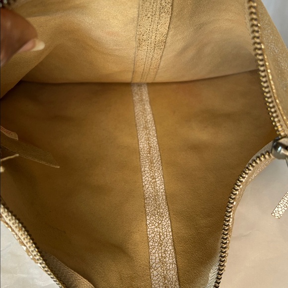 Anthropologie JASPER & JEERA Cream and Gold genuine suede leather Clutch Bag. - Picture 7 of 9